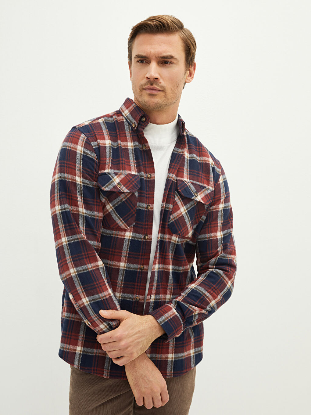 LCWAIKIKI Classic Regular Fit Long Sleeve Plaid Gabardine Men's Lumberjack Shirt -W12991Z8-LLQ