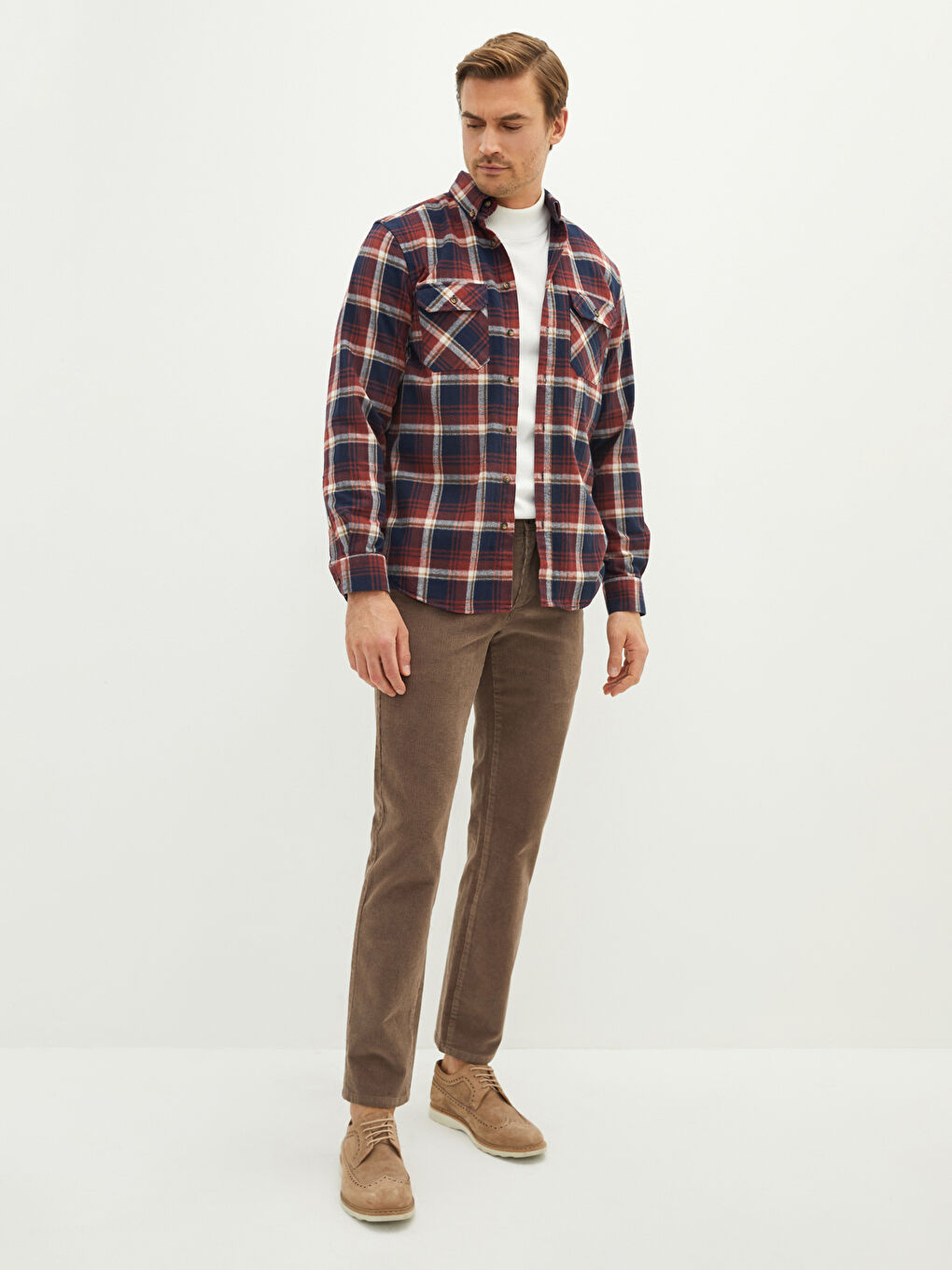 LCWAIKIKI Classic Regular Fit Long Sleeve Plaid Gabardine Men's Lumberjack Shirt -W12991Z8-LLQ