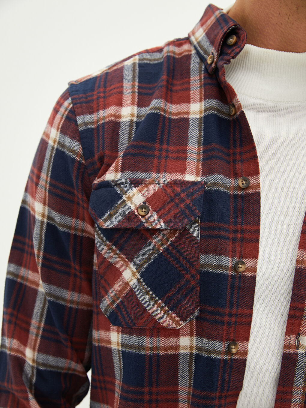 LCWAIKIKI Classic Regular Fit Long Sleeve Plaid Gabardine Men's Lumberjack Shirt -W12991Z8-LLQ