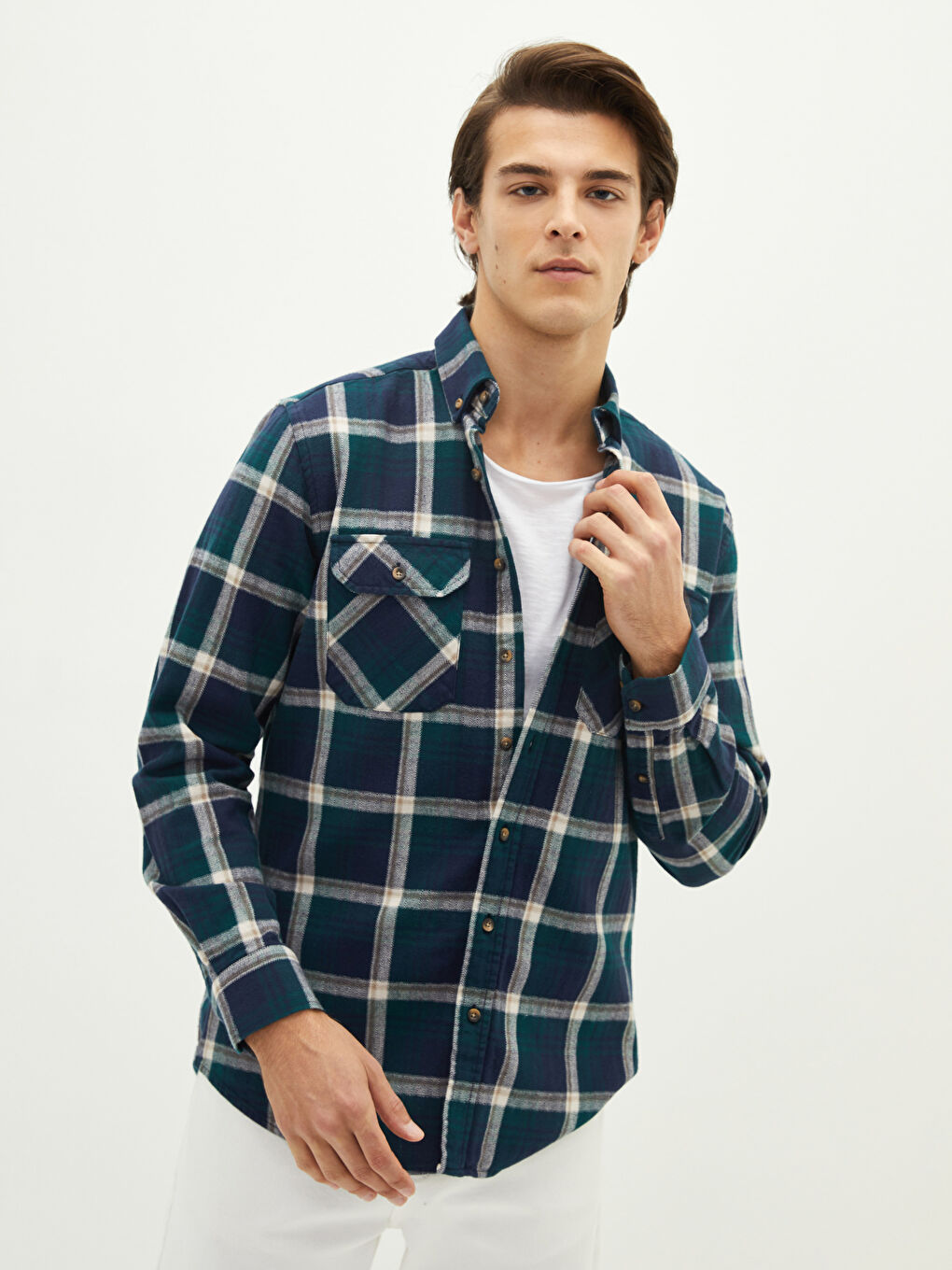 LCWAIKIKI Classic Regular Fit Long Sleeve Plaid Gabardine Men's Lumberjack Shirt -W12991Z8-LME