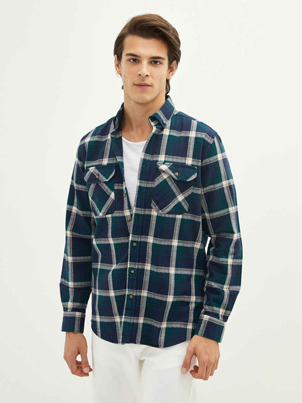 LCWAIKIKI Classic Regular Fit Long Sleeve Plaid Gabardine Men's Lumberjack Shirt -W12991Z8-LME