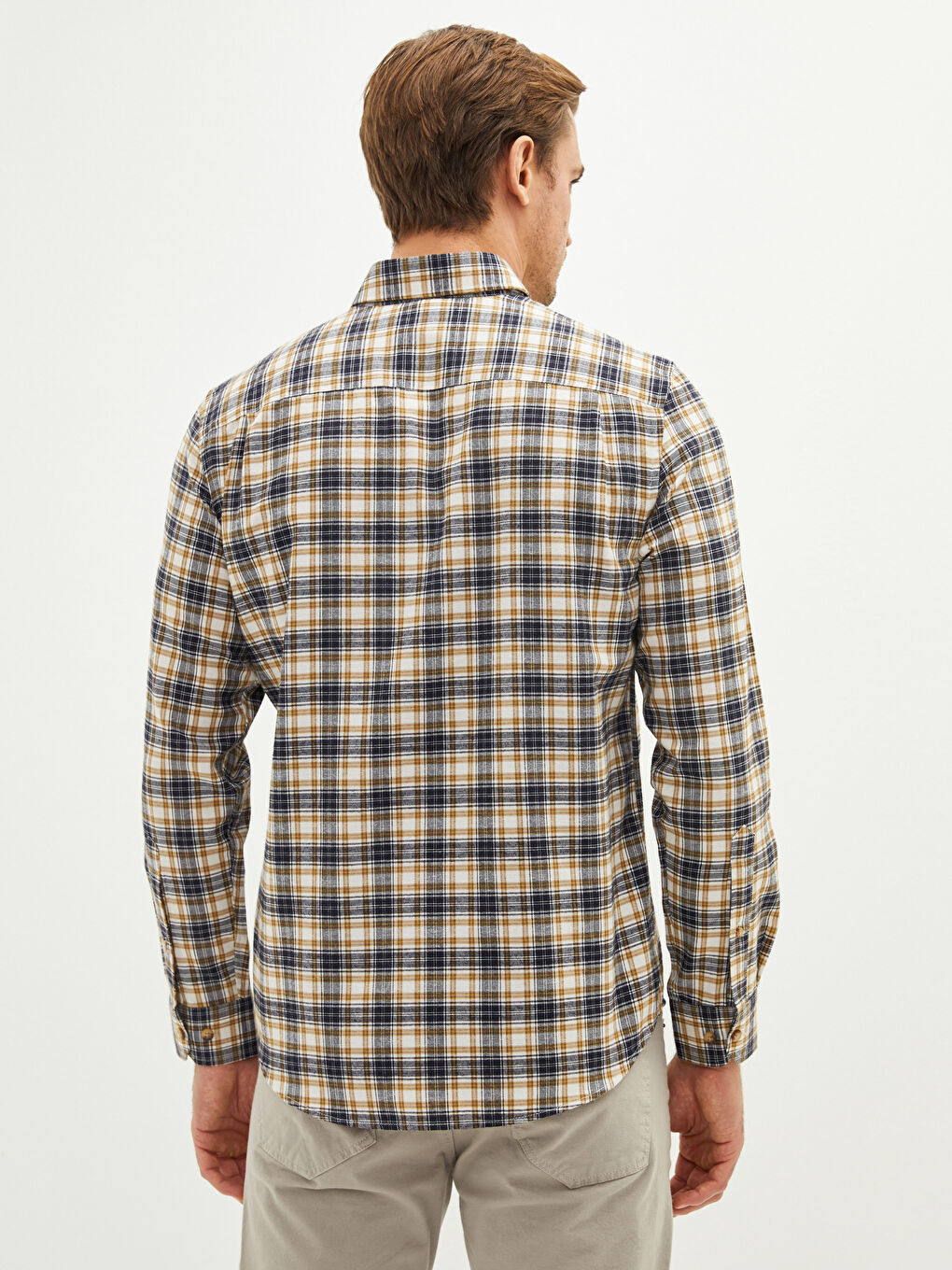 Muška Karirana Košulja Dugih Rukava Regularnog Kroja-3