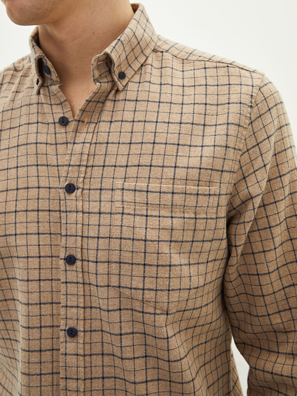 Regular Fit Long Sleeve Plaid Men's Shirt-2