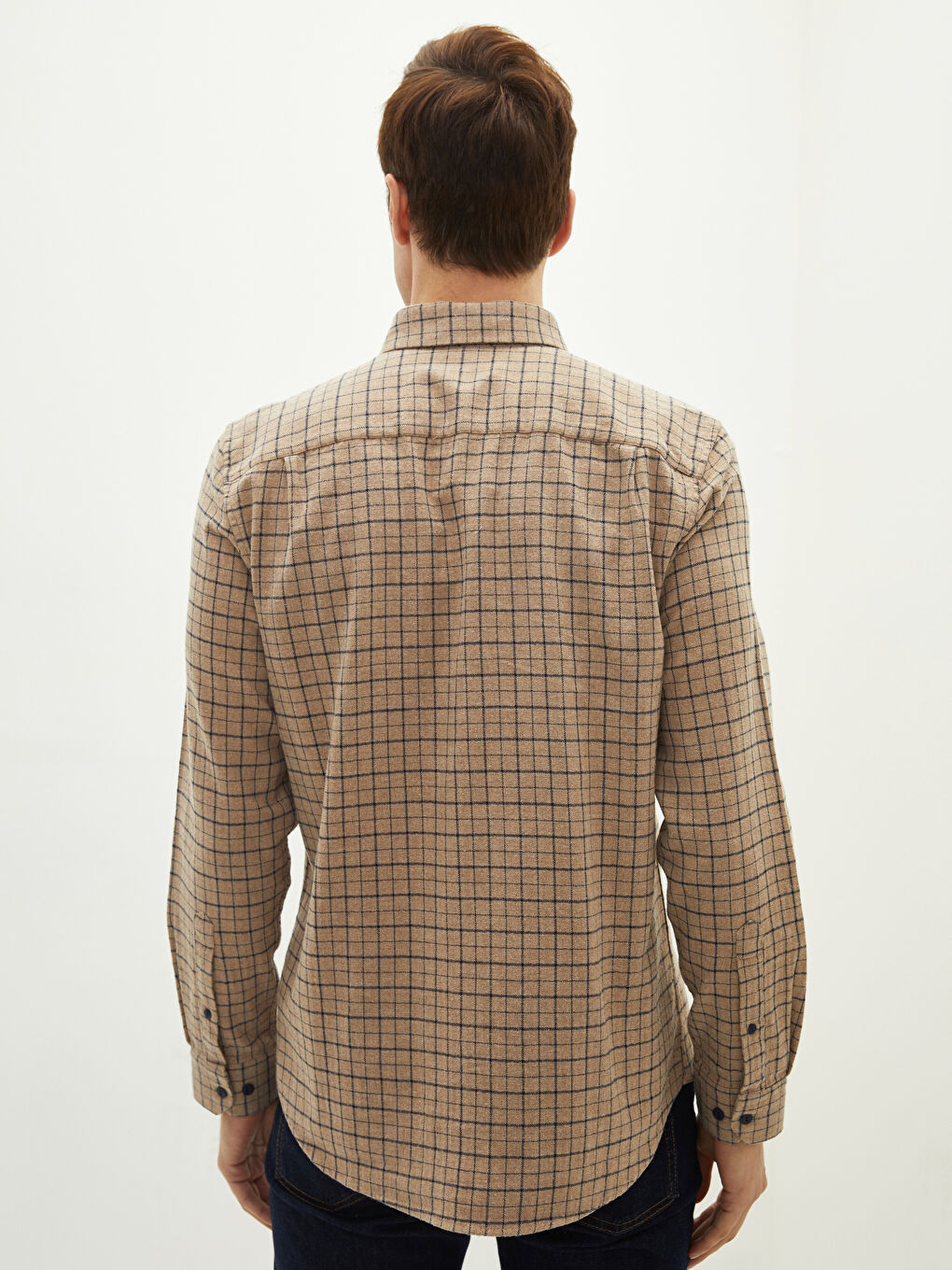 Regular Fit Long Sleeve Plaid Men's Shirt-3