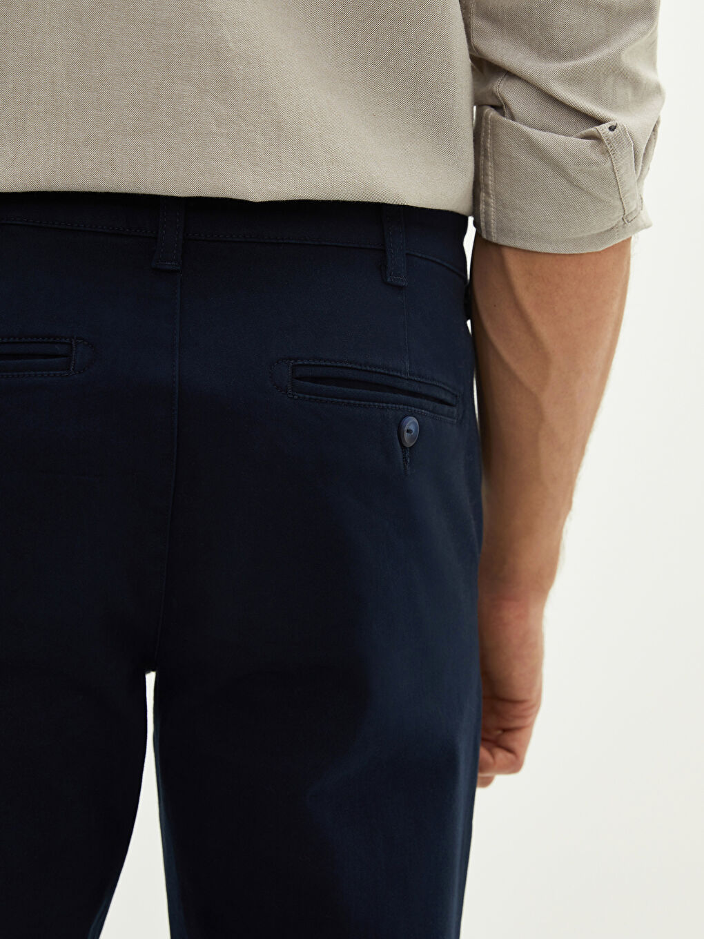 Lacivert Standart Kalıp Gabardin Erkek Chino Pantolon-2