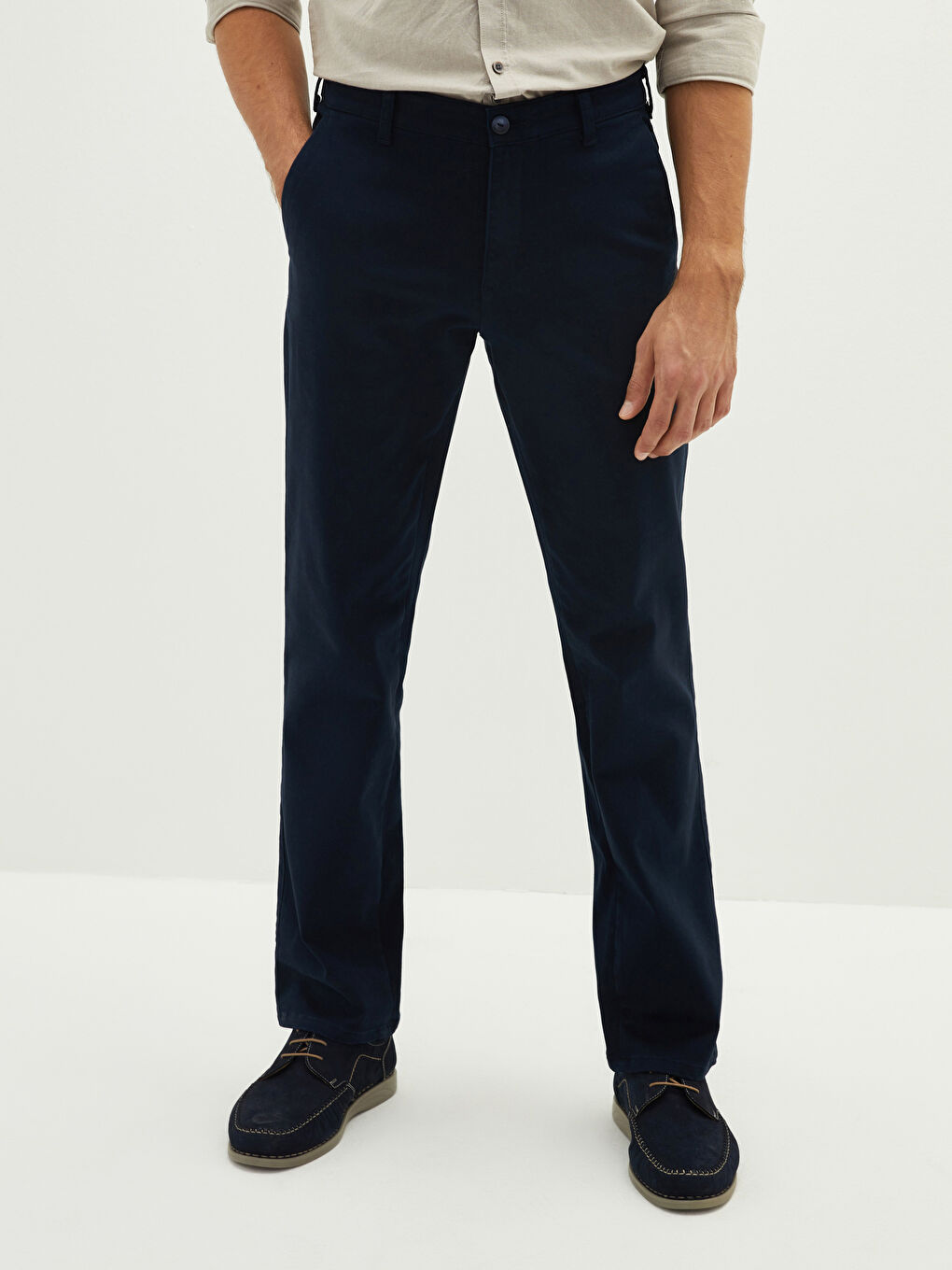 Lacivert Standart Kalıp Gabardin Erkek Chino Pantolon-3