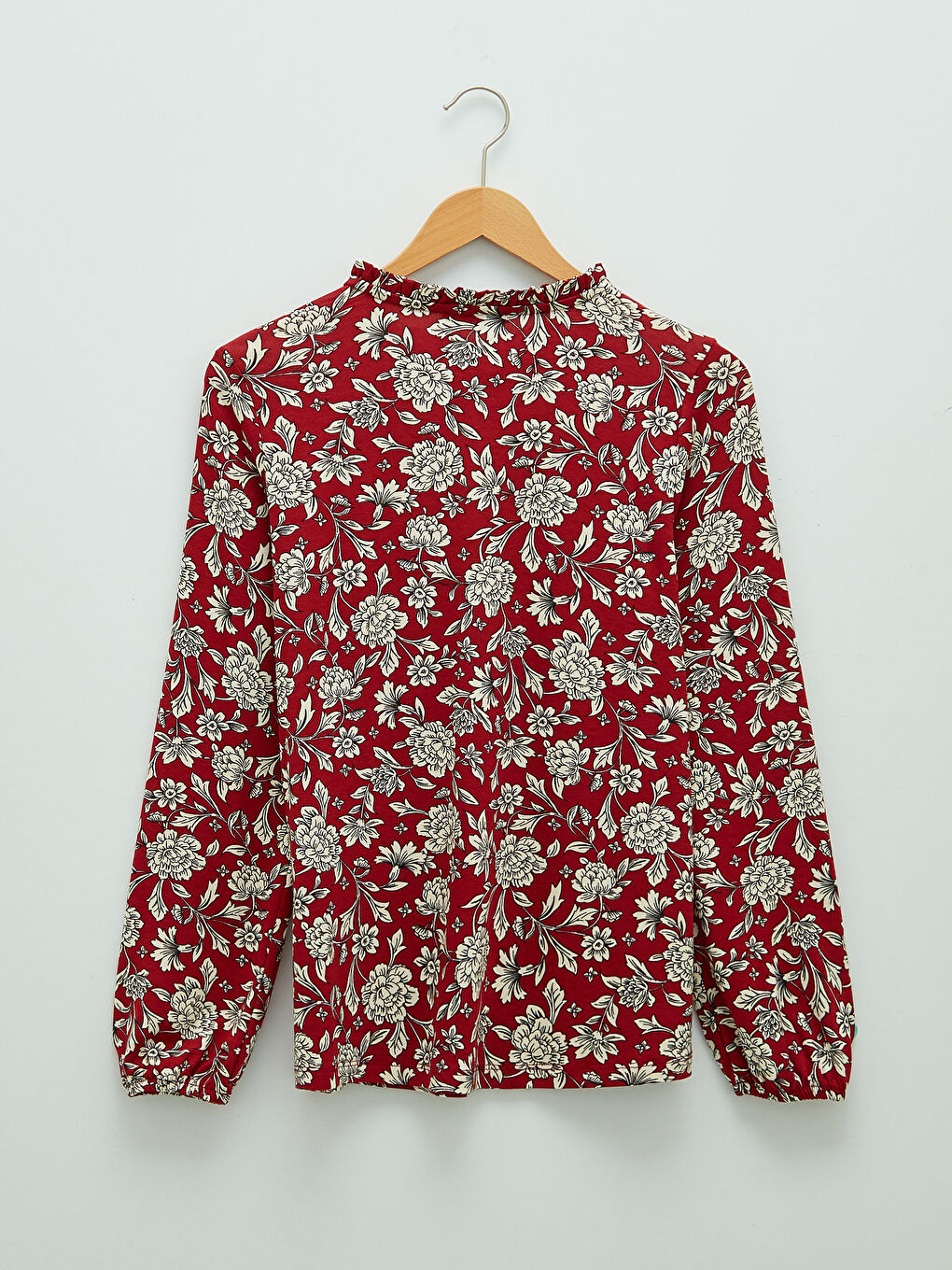 Tie Collar Floral Print Long Sleeve Women Blouse-6