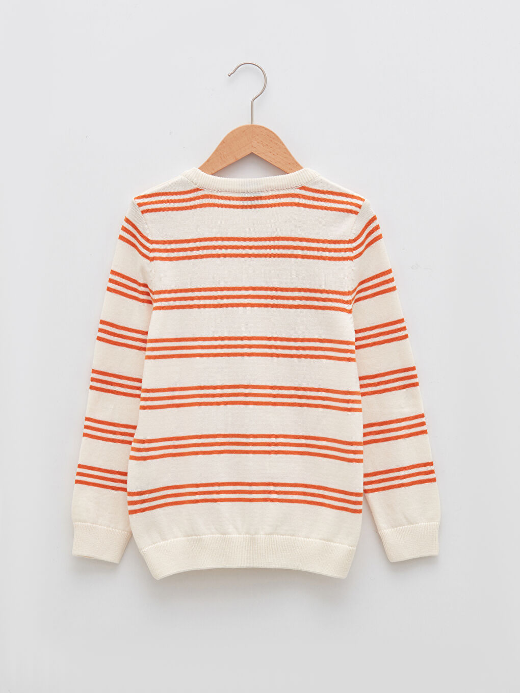 Crew Neck Striped Long Sleeve Boy Thin Tricot Sweater-1