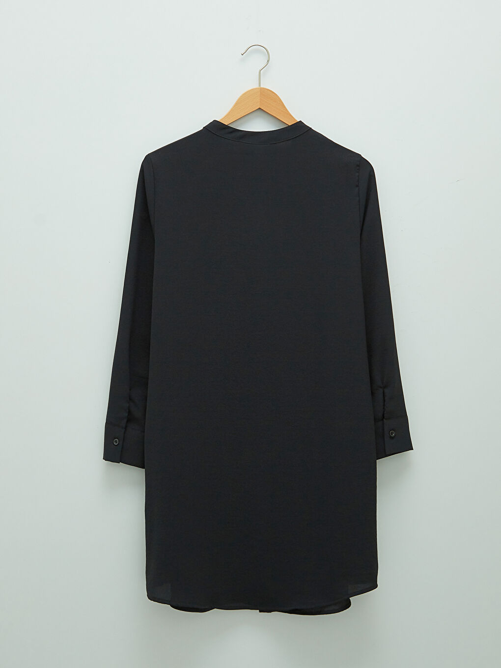 LCW Grace Grandad Collar Shiny Shimmer Detailed Long Sleeve Medina Silk Fabric Women's Tunic -W13177Z8-CVL