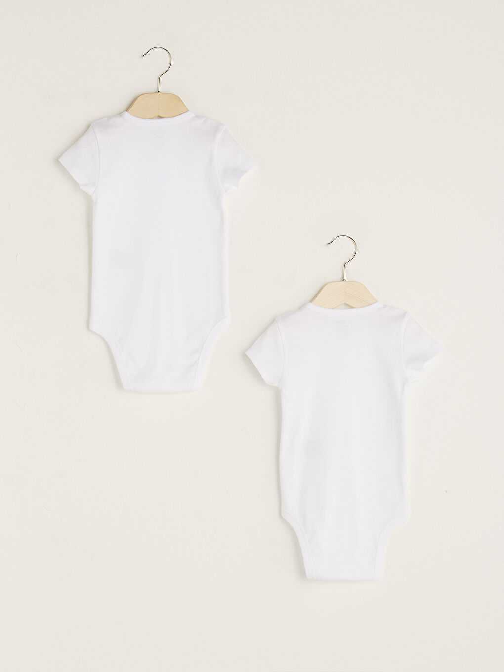 Crew Neck Short Sleeve Basic Unisex Baby Snapback Bodysuit 2 Pieces-1