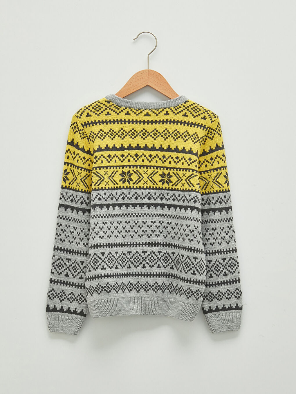 Свитер из тонкого трикотажа с длинным рукавом и круглым вырезом для мальчика с узором-1