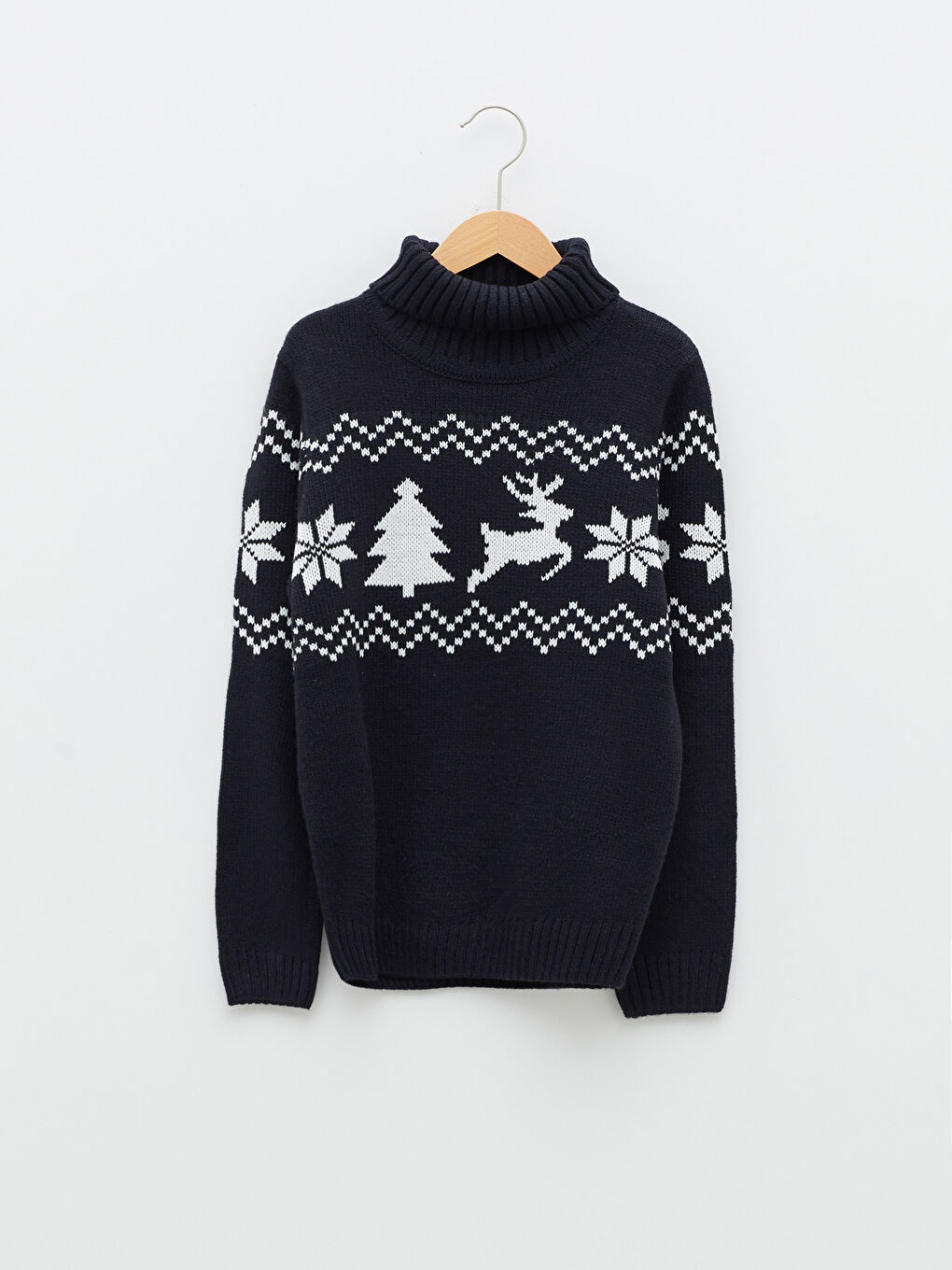 LCW Kids Turtleneck Patterned Long Sleeve Boy Knitwear Sweater -W13189Z4-EEW
