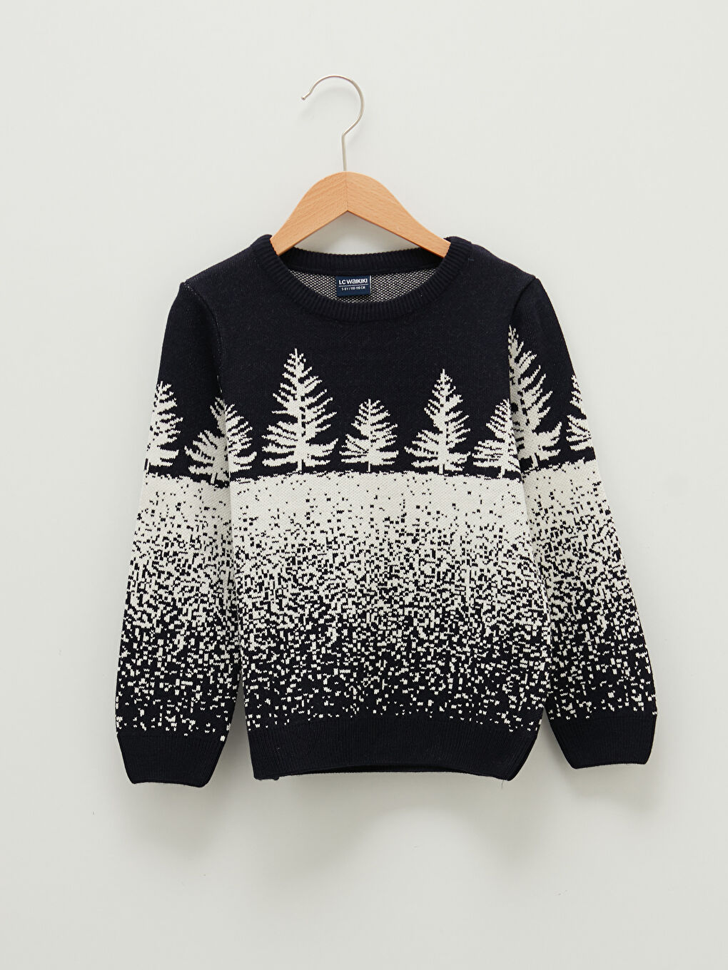 Pull-over Fin Garçon à Motifs Col Rond Manches Longues en Tricot