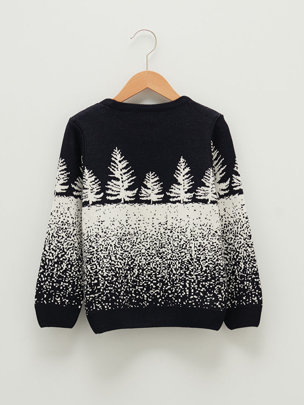 Pull-over Fin Garçon à Motifs Col Rond Manches Longues en Tricot-1