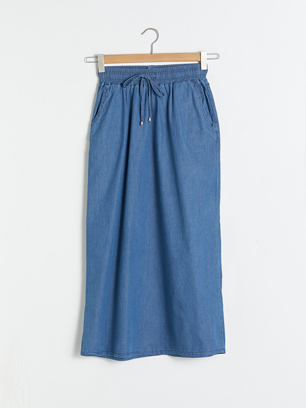 Elastic Waist Wide Fit Women Jean Skirt-5