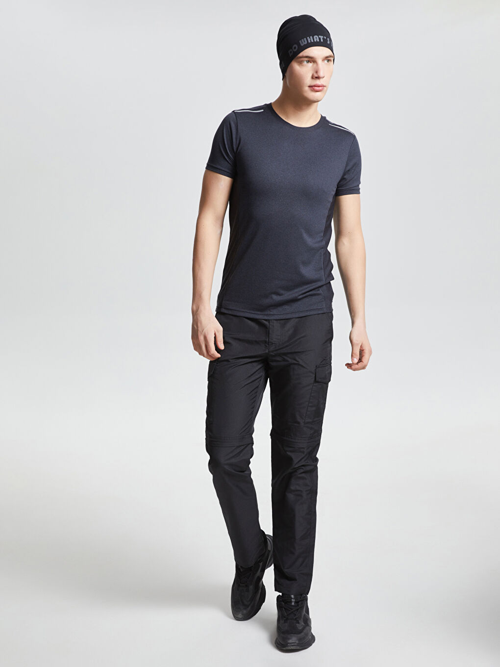 Siyah Yazı Baskılı Erkek Bere-2