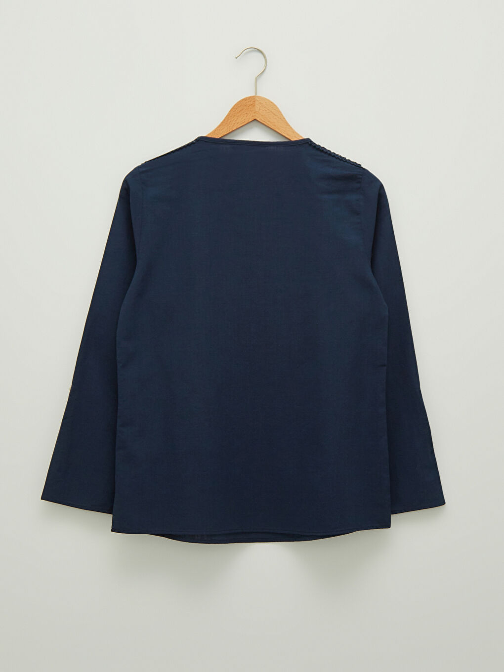LCW Grace Women's Henley Neckline Lace Detailed Long Sleeve Cotton Blouse -W13213Z8-HME