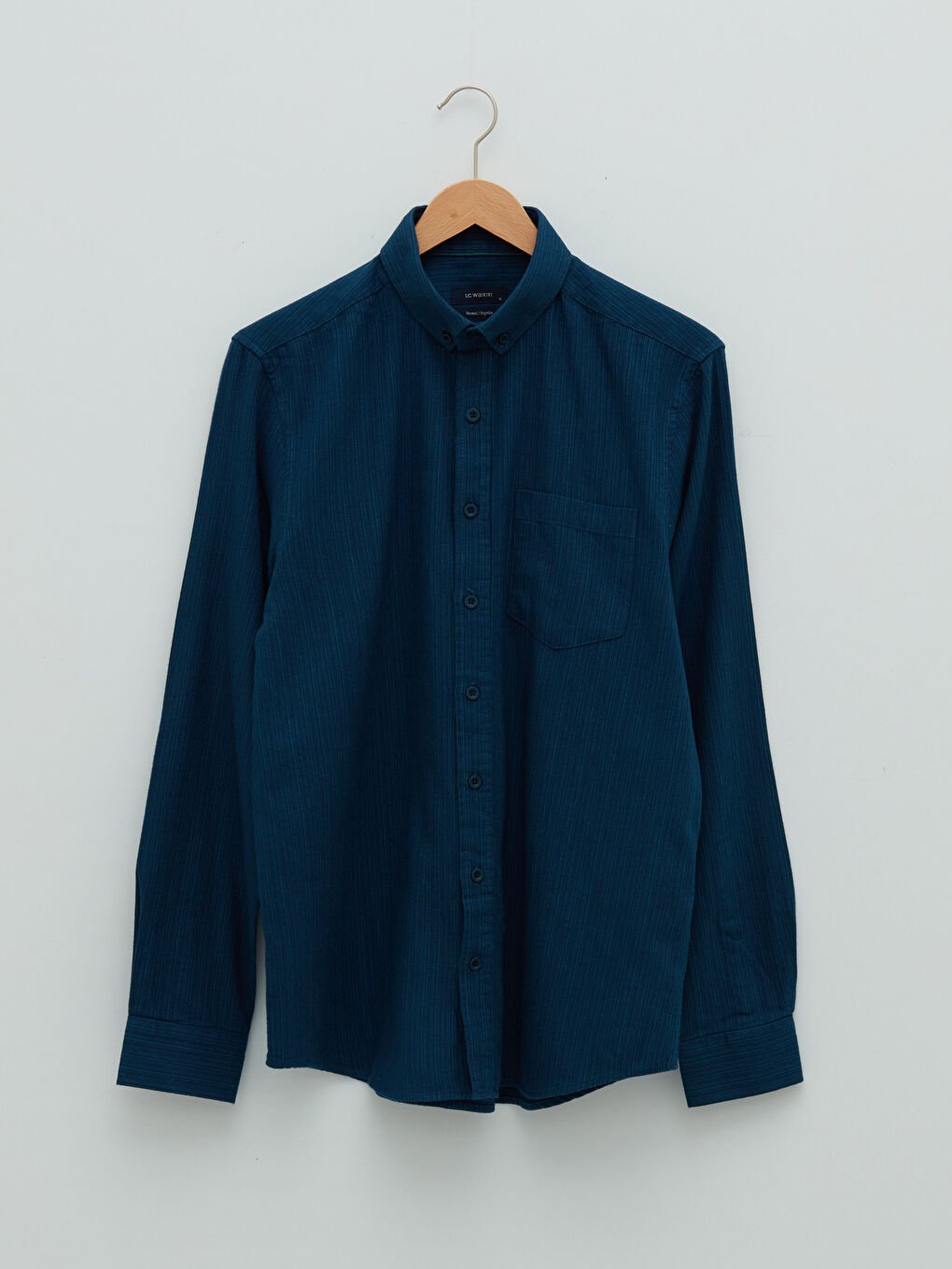 Чоловіча смугаста сорочка класичного крою з довгими рукавами-5