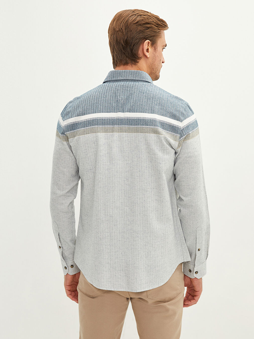 قميص رجالي ضيق بأكمام طويلة وكتلة ألوان-4