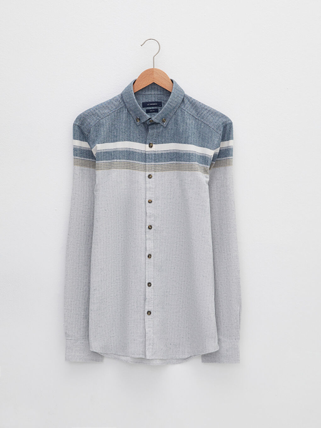 قميص رجالي ضيق بأكمام طويلة وكتلة ألوان-5