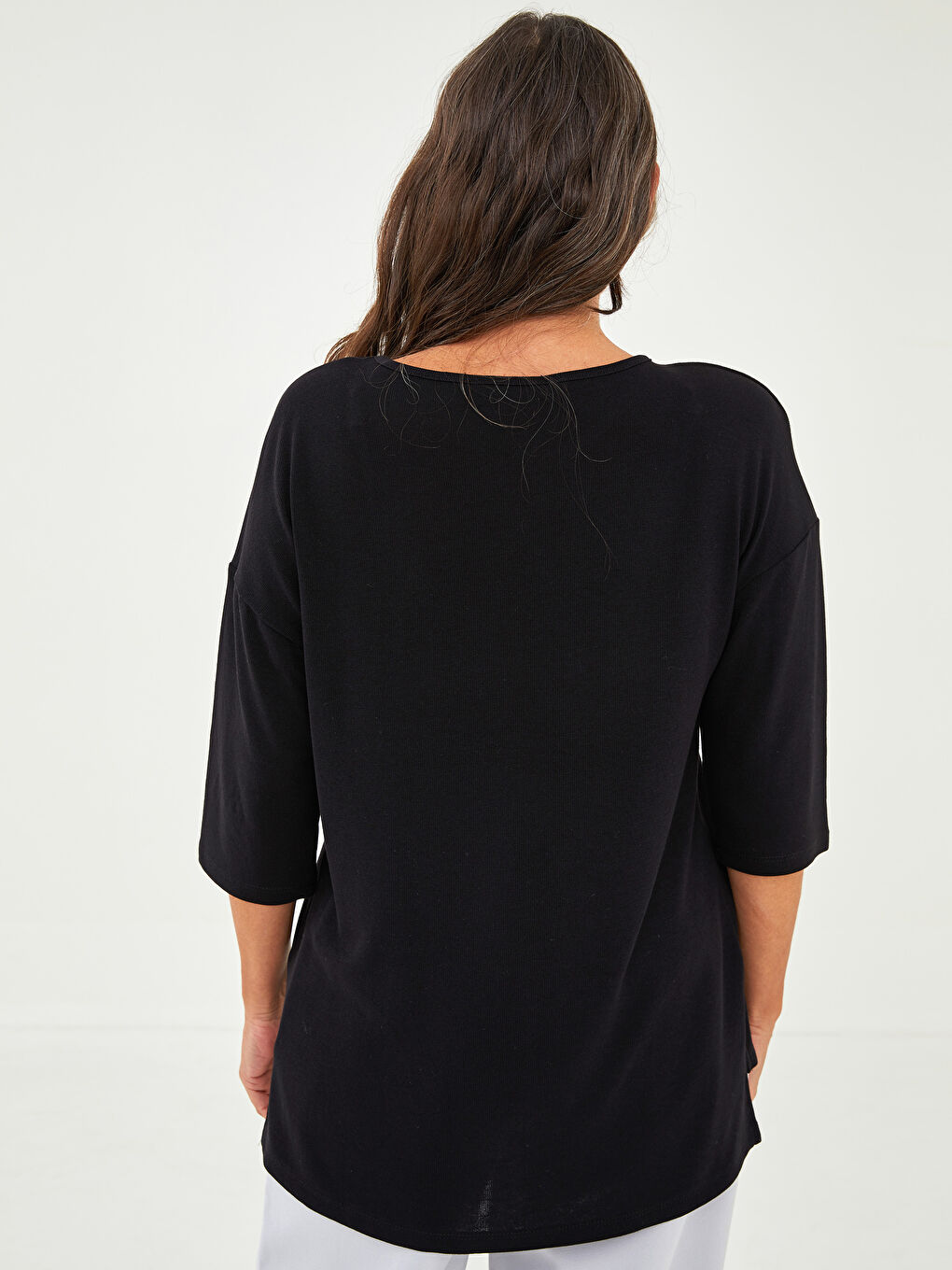 V Neck Stone Printed Long Sleeve Viscose Women's Blouse-2