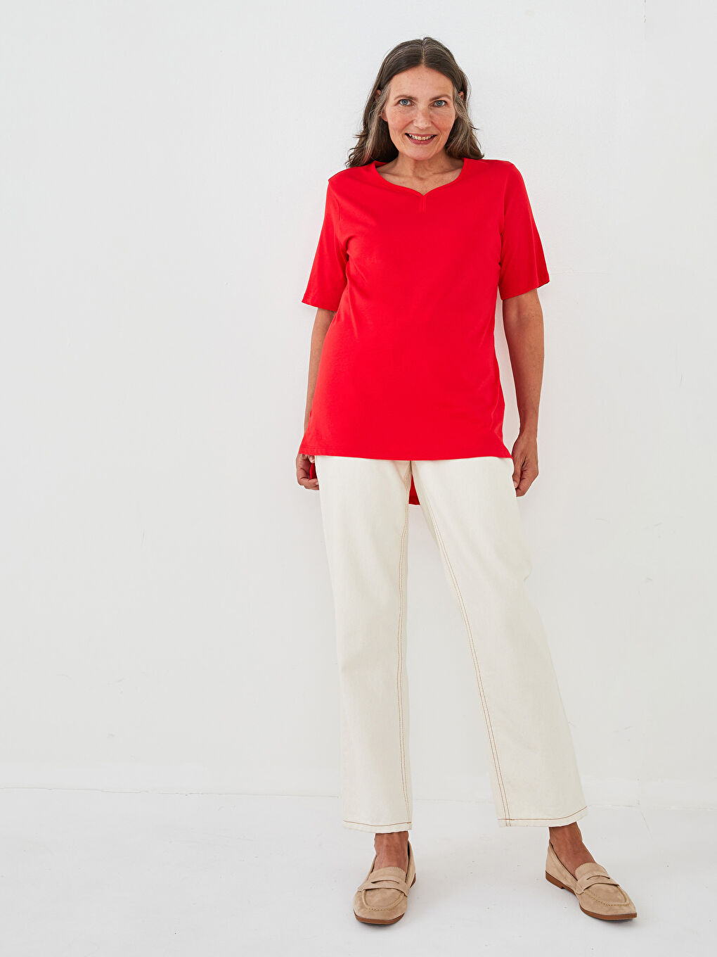 LCW Grace U Neck Plain Short Sleeve Women's T-Shirt -W13236Z8-KYU