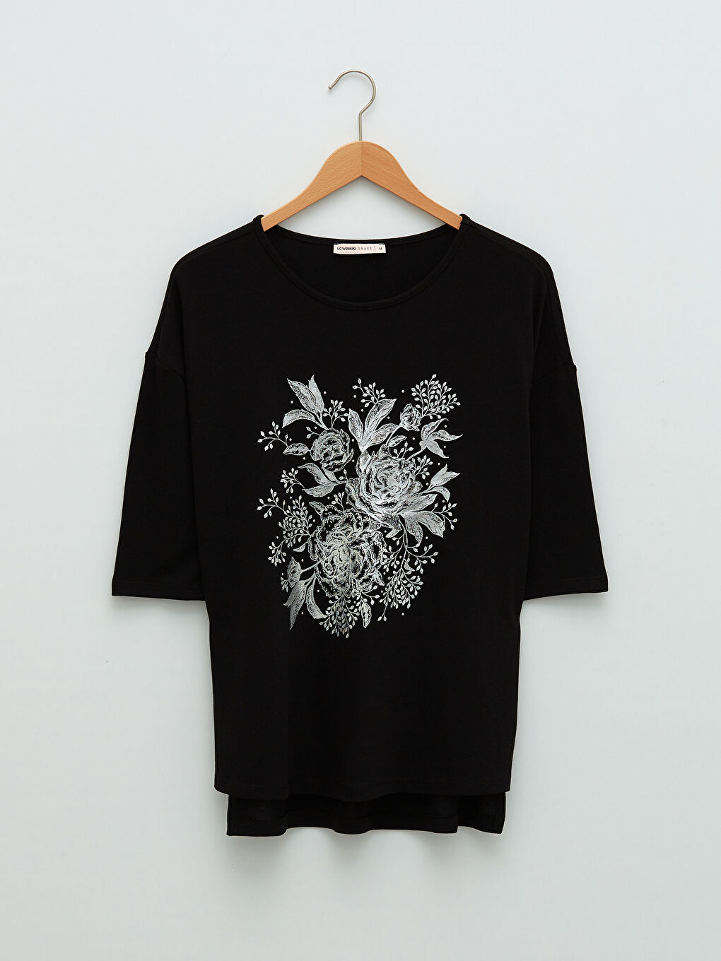 Crew Neck Floral Printed Women's Blouse-4