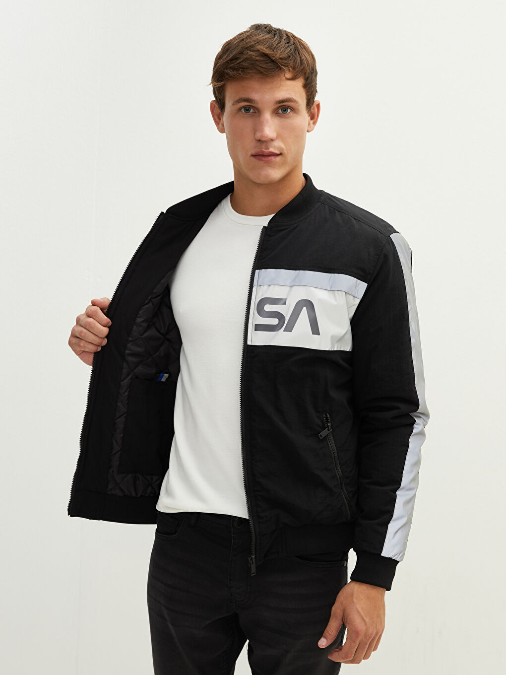 Veste Bomber Homme à Col Université Coupe Décontractée-2