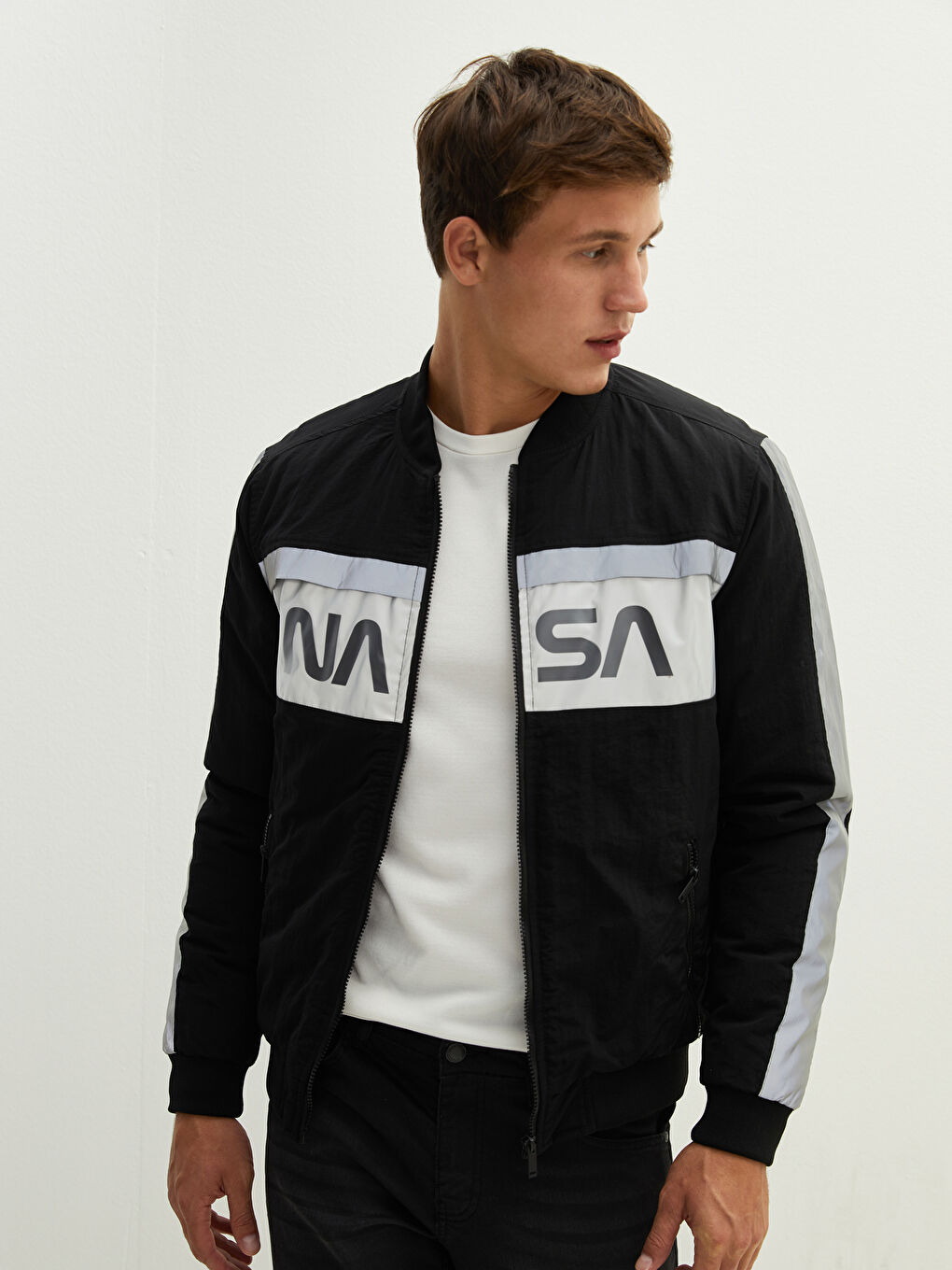 Veste Bomber Homme à Col Université Coupe Décontractée-3