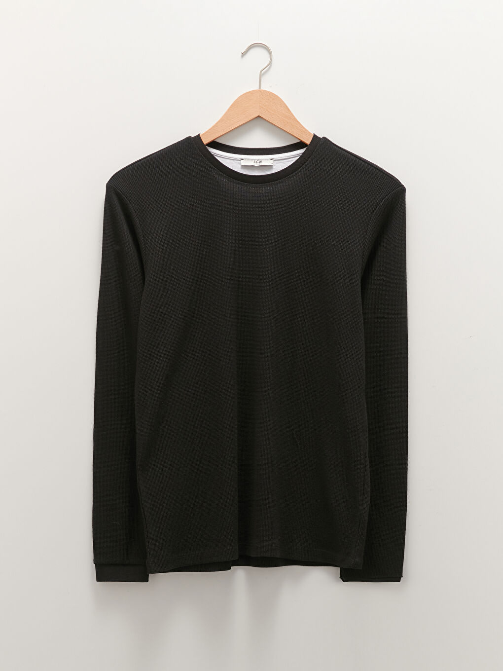 Siyah Bisiklet Yaka Uzun Kollu Erkek Sweatshirt-5