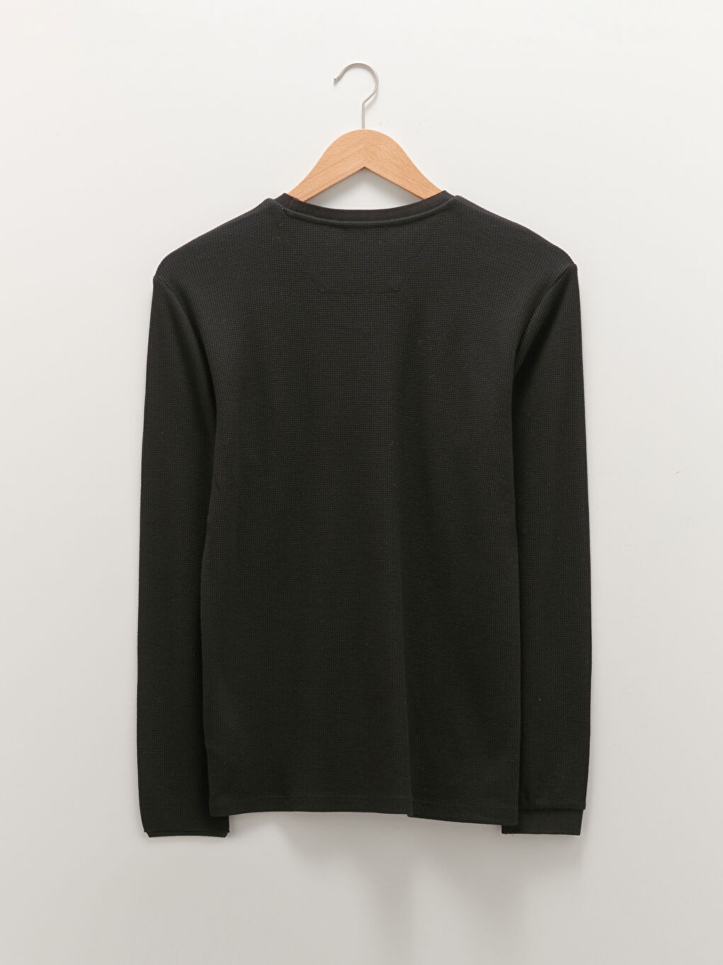 Siyah Bisiklet Yaka Uzun Kollu Erkek Sweatshirt-6