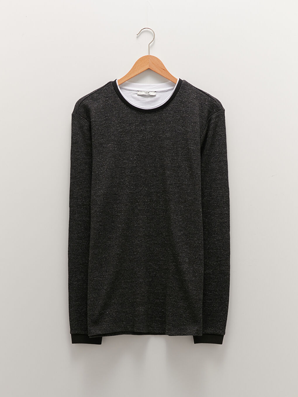 Ерлерге арналған ұзын жеңді дөңгелек жағалы свитшот-5