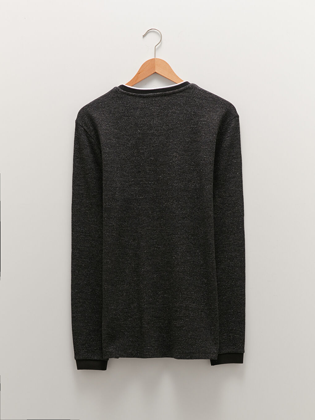 Ерлерге арналған ұзын жеңді дөңгелек жағалы свитшот-6