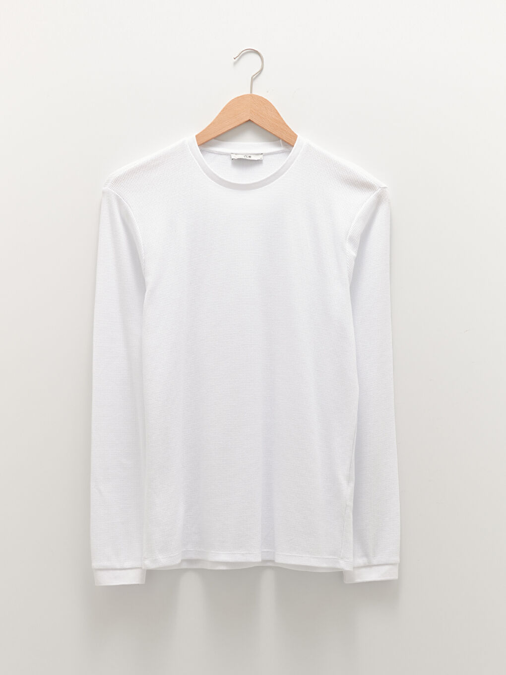 Beyaz Bisiklet Yaka Uzun Kollu Erkek Sweatshirt-5