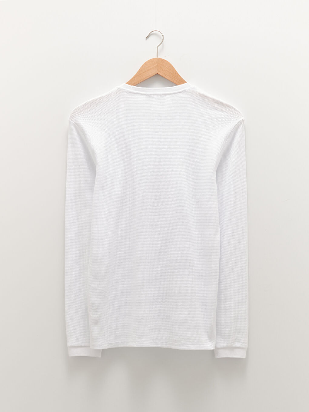 Beyaz Bisiklet Yaka Uzun Kollu Erkek Sweatshirt-6