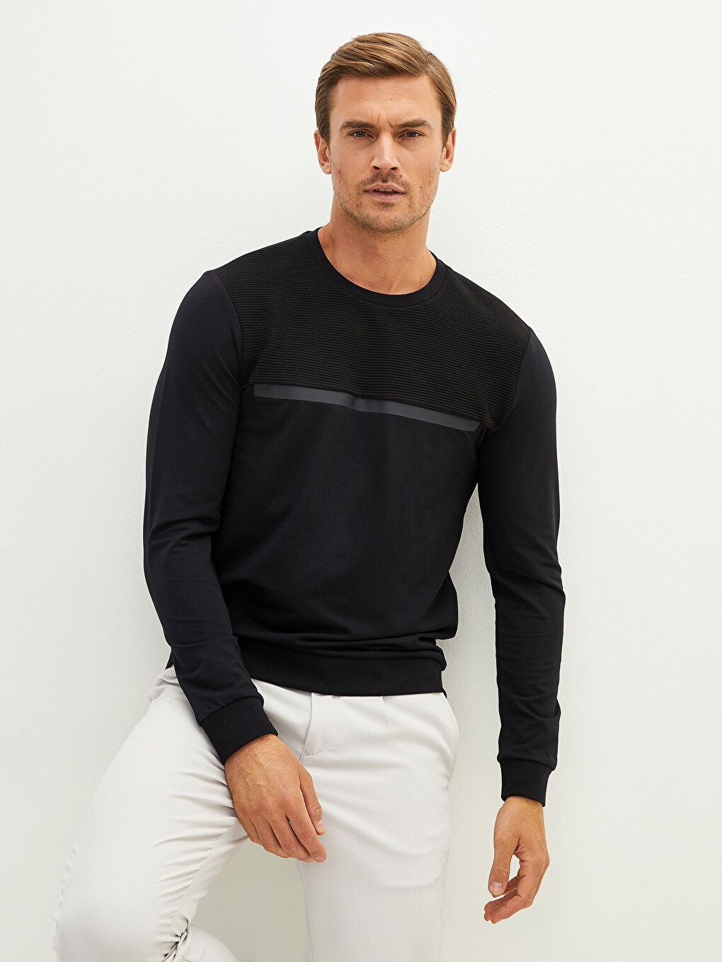 Crew Neck Long Sleeve Men's Sweatshirt-1