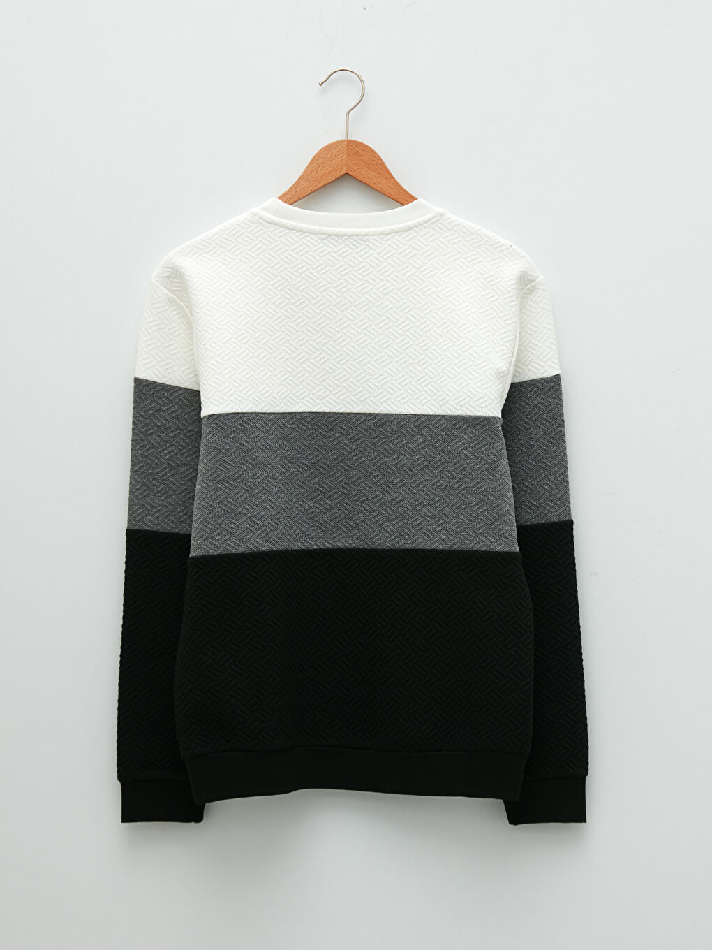 Gri Bisiklet Yaka Uzun Kollu Renk Bloklu Erkek Sweatshirt-6