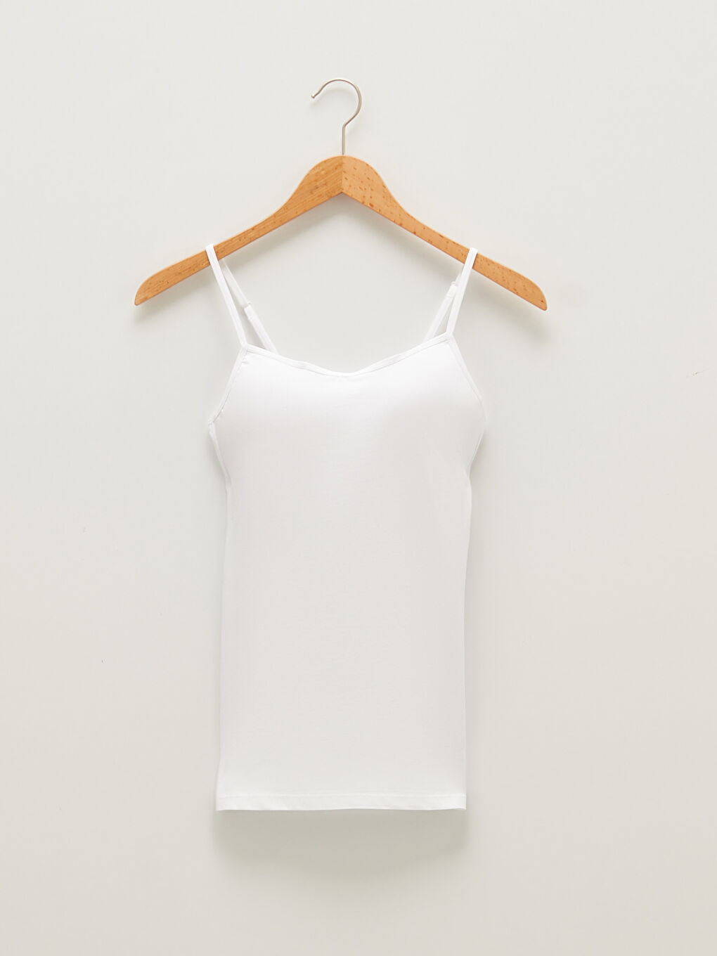 Beyaz U Yaka Düz Askılı Kadın Kuplu Atlet-9