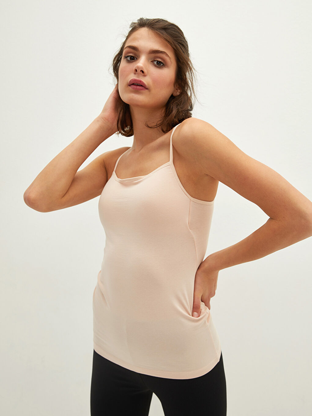 LCW DREAM U Neck Plain Strappy Women's Cuplu Vest -W13271Z8-D0P