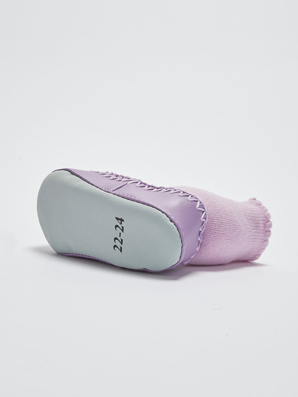 Mor Baskılı Kız Bebek Ev Çorabı-1