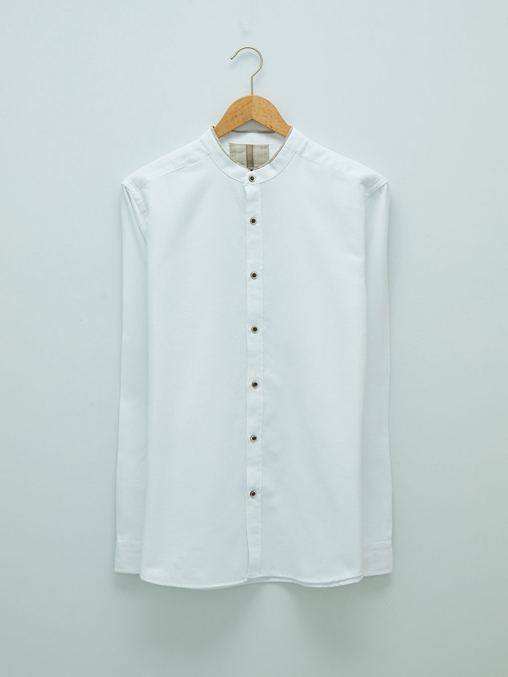 Slim Fit Grandad Collar Long Sleeve Men's Shirt-6