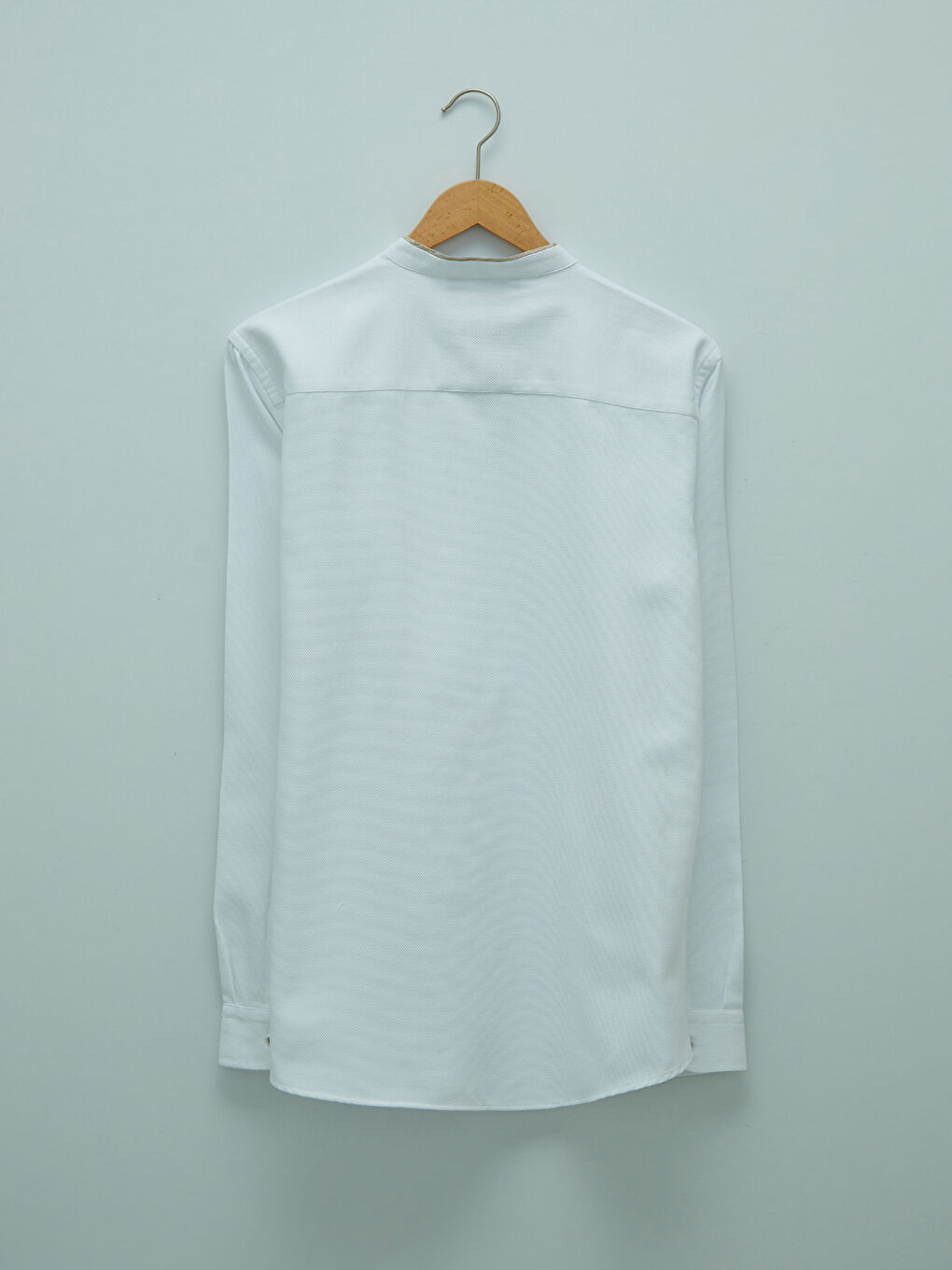 Slim Fit Grandad Collar Long Sleeve Men's Shirt-7