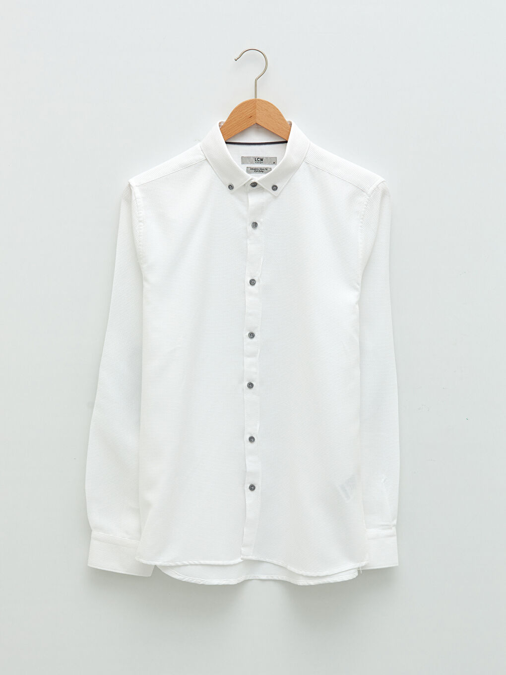 Beyaz Slim Fit Uzun Kollu Erkek Gömlek-5