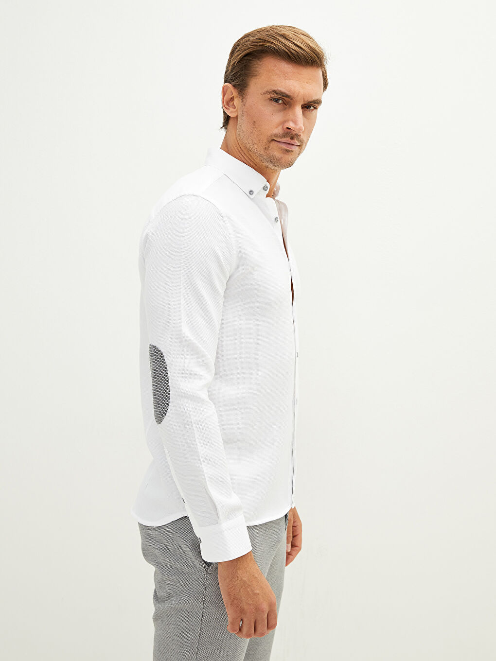 Beyaz Slim Fit Uzun Kollu Erkek Gömlek-1