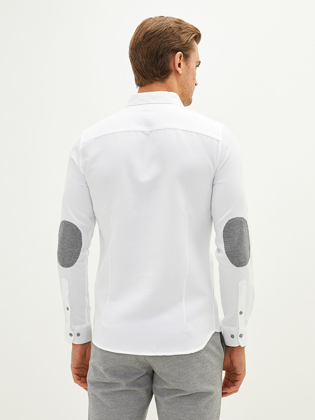 Beyaz Slim Fit Uzun Kollu Erkek Gömlek-4
