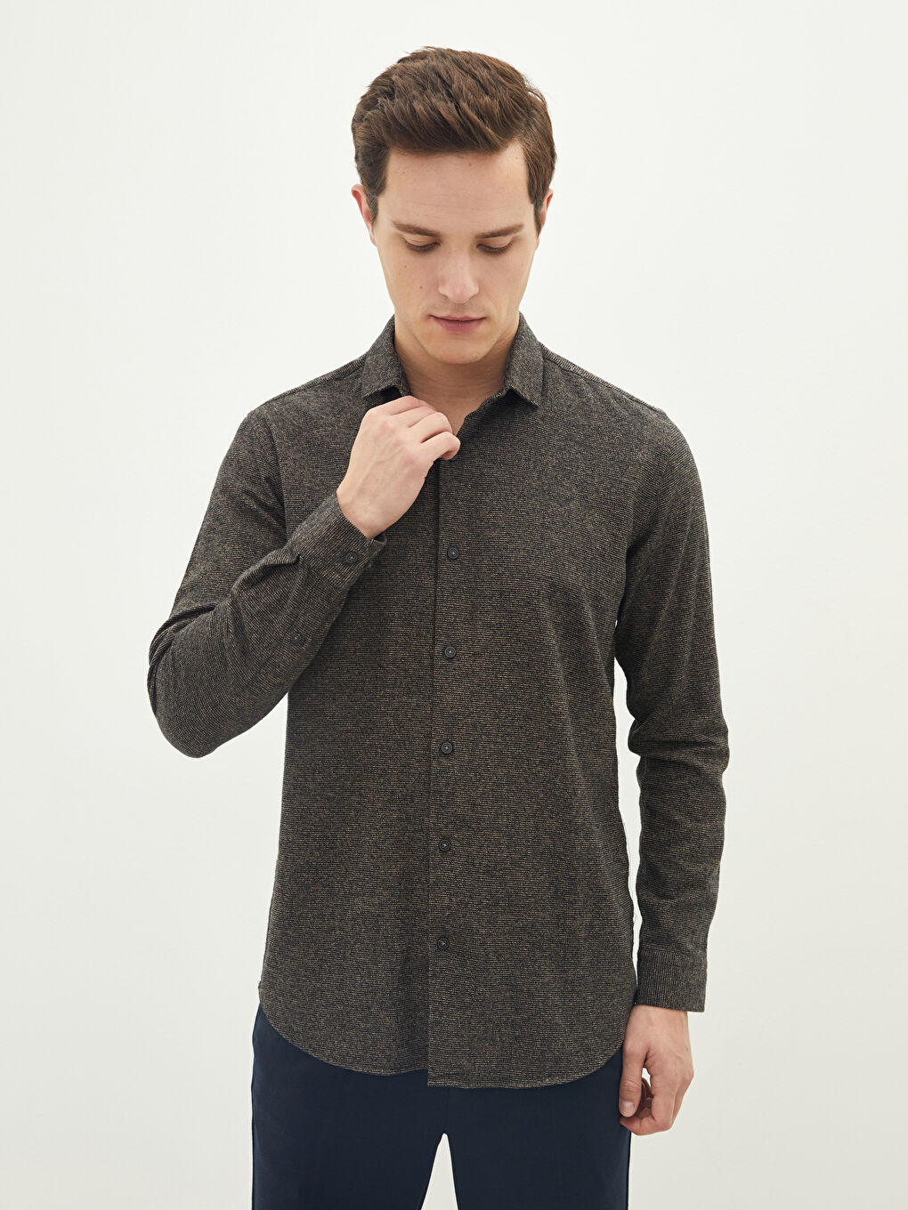 LCW Vision Slim Fit Uzun Kollu Erkek Gömlek -W13301Z8-JBV