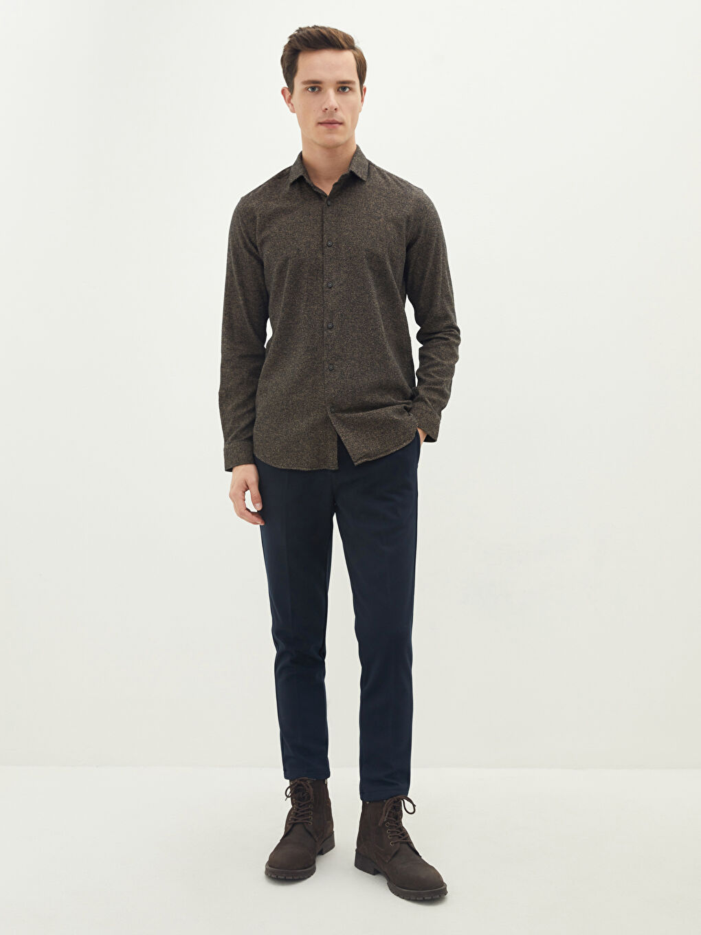 LCW Vision Slim Fit Uzun Kollu Erkek Gömlek -W13301Z8-JBV