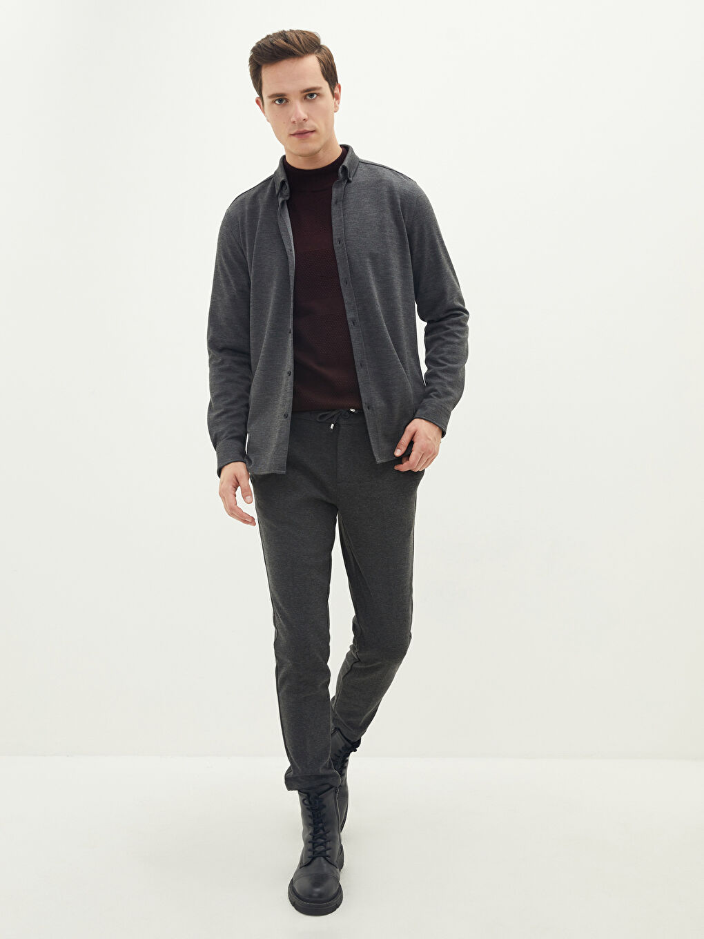 Slim Fit Long Sleeve Men's Shirt-2