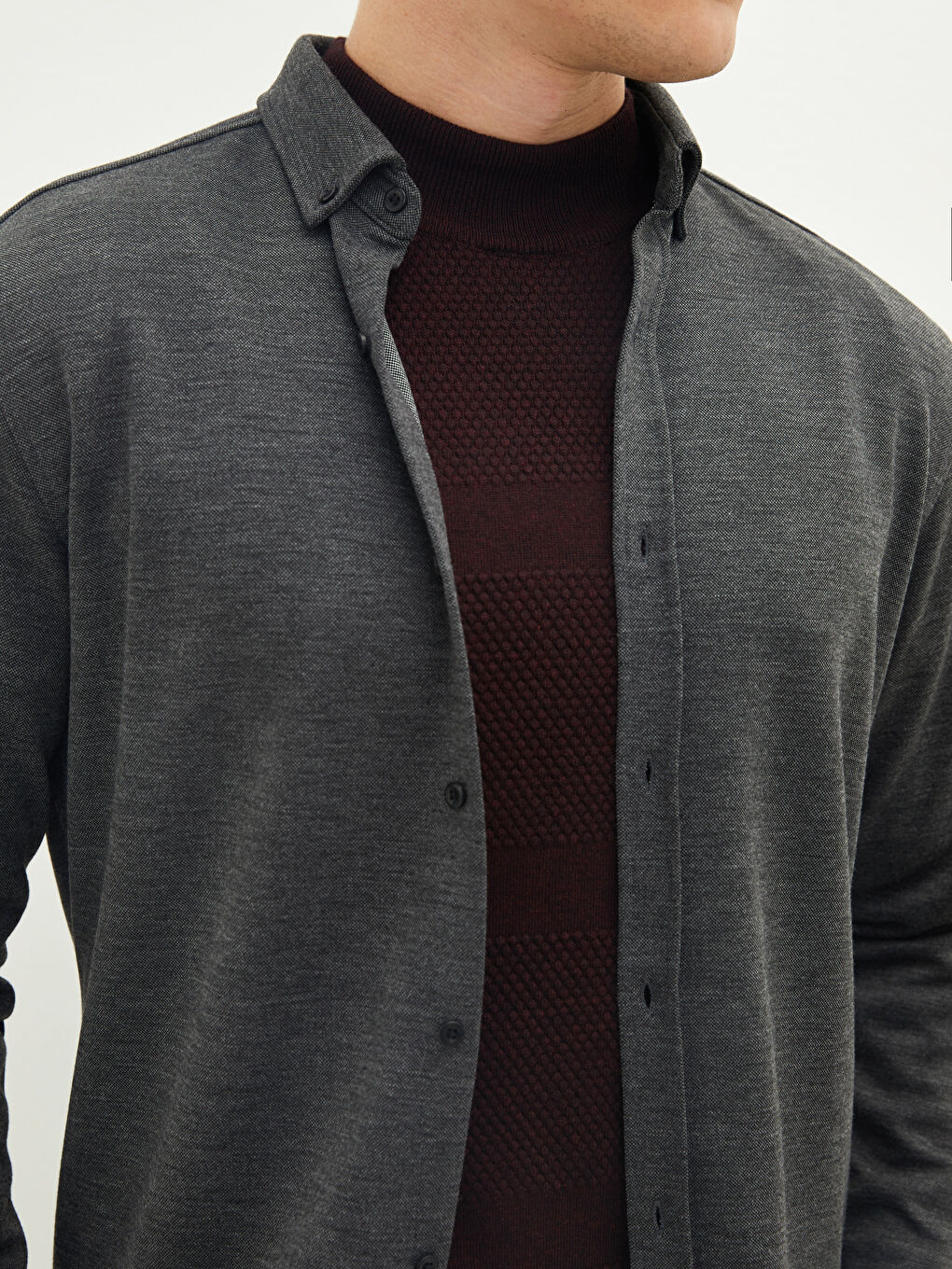 Slim Fit Long Sleeve Men's Shirt-3