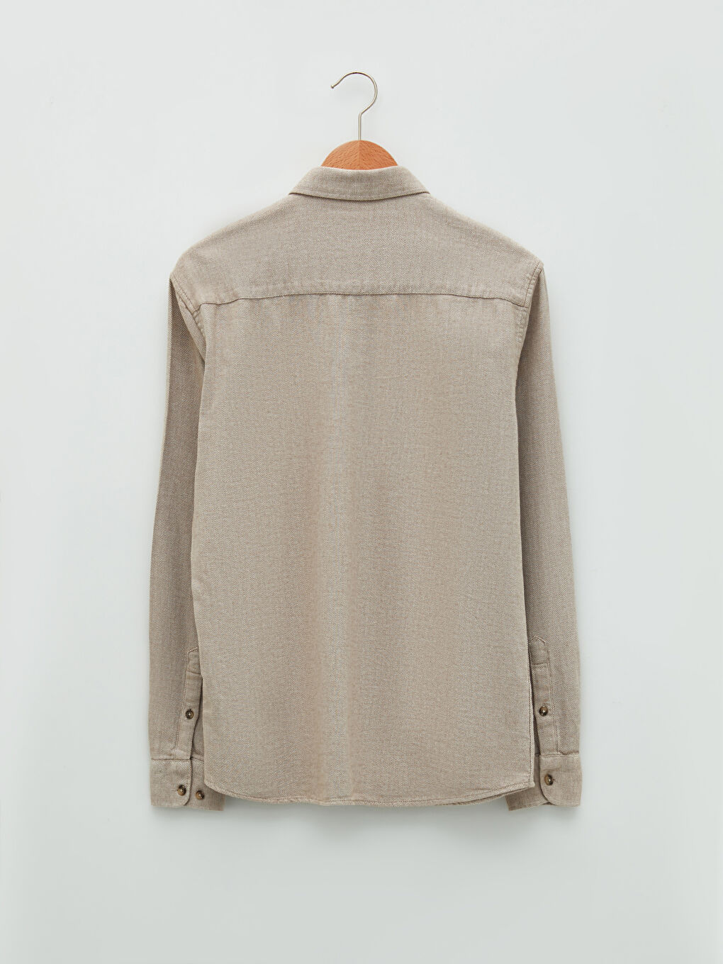 Bej Slim Fit Uzun Kollu Erkek Gömlek-6